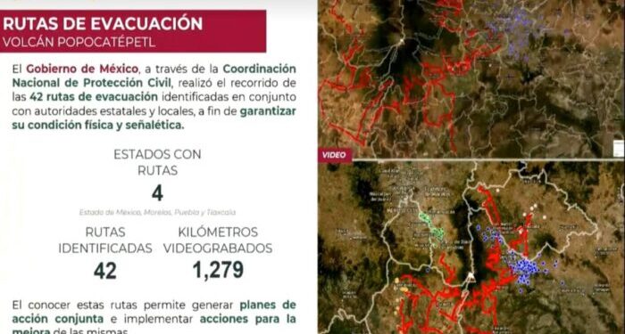 Instalan 42 rutas de evacuación ante posible erupción del Popocatépetl