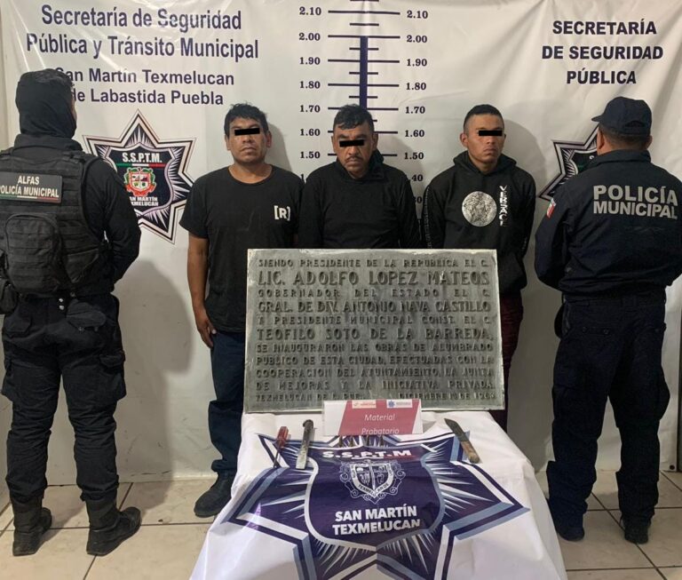 Elementos de seguridad pública  realizaron la  detención de tres masculinos por robo de placa histórica