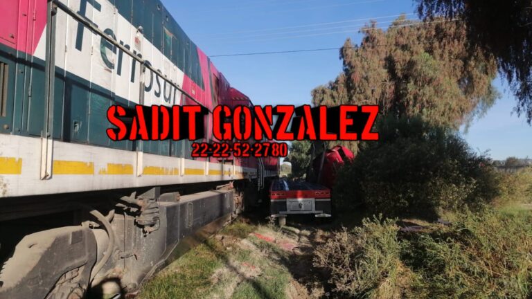 Se lo llevó el tren en Cuapiaxtla de Madero, el conductor salió ileso.