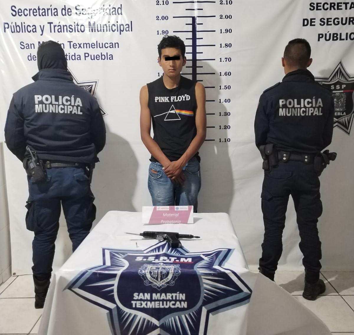 Policía de Texmelucan  aseguró a un  masculino con probable arma de fuego