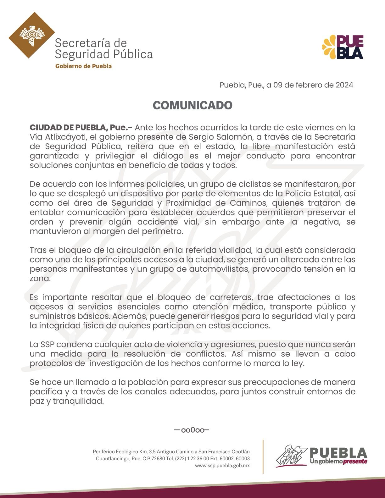 La SSP informó que en el estado la libre manifestación está garantizada y privilegiar el diálogo es el mejor conducto para encontrar soluciones