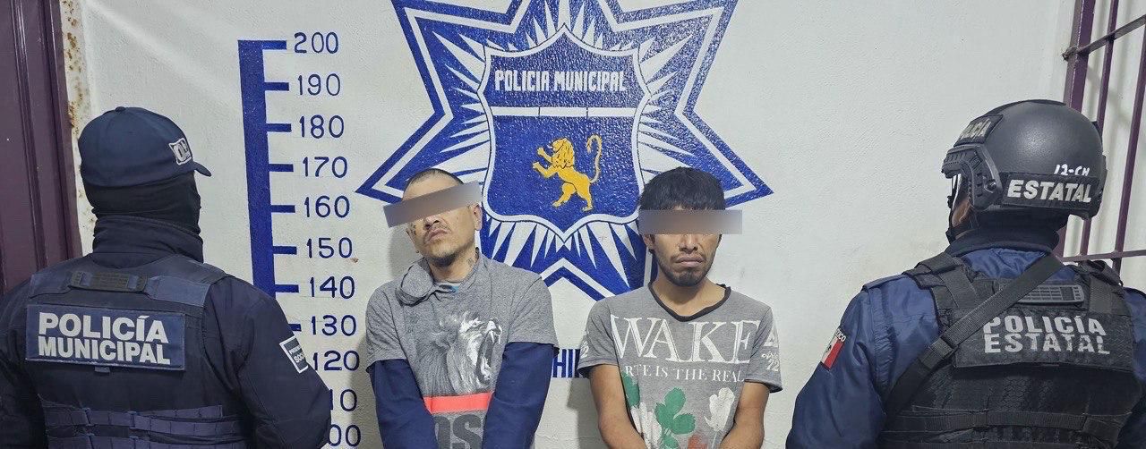 Detienen Policía Estatal y municipal a dos hombres por delitos contra la salud en Huauchinango