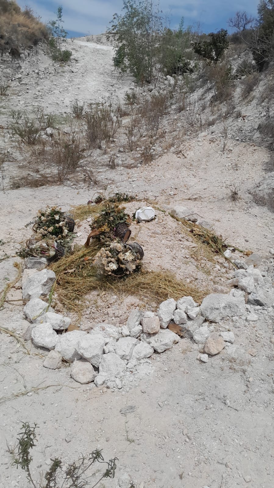 Localizan una tumba y flores en un terreno de Santo Tomas Chautla