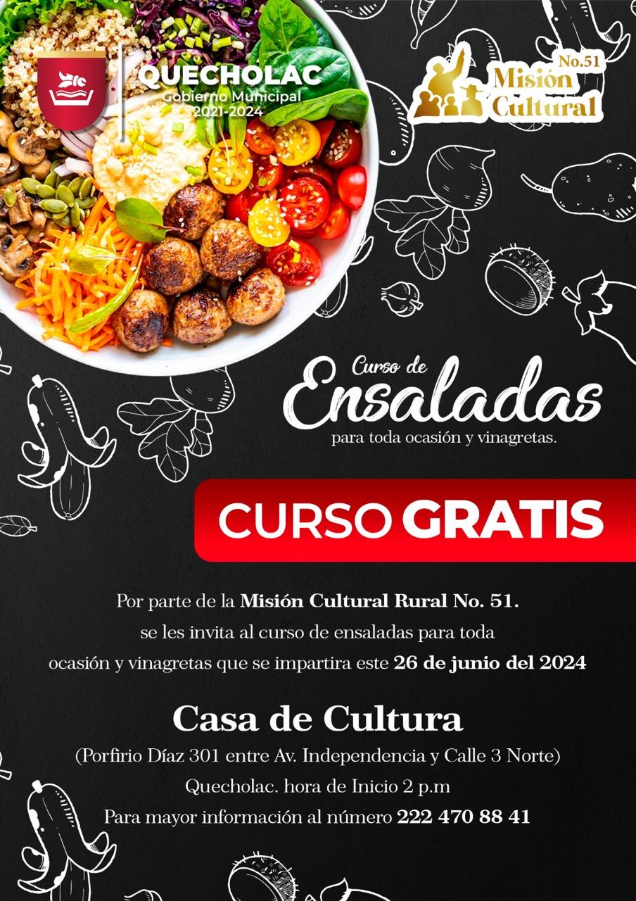 El Honorable Ayuntamiento de Quecholac te invita a que aprendas a cocinar de una forma profesional y saludable.