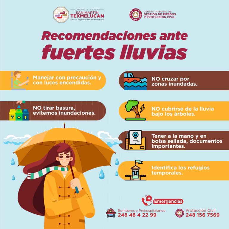 Recomendaciones ante la temporada de lluvias Texmelucan