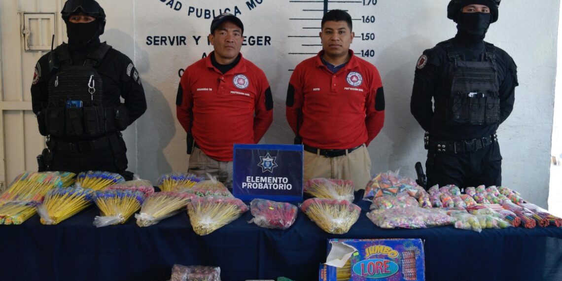 Gobierno de San Pedro Cholula decomisa 80 kilogramos de artículos pirotécnicos