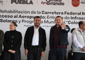 Alejandro Armenta y Roberto Solís dan banderazo a obras de infraestructura vial, educativa y comunitaria en Huejotzingo
