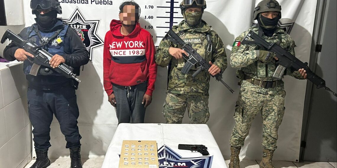 SSP de Texmelucan, logra la detención de un masculino por delitos contra la salud