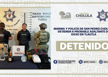 Marina y policía de San Pedro Cholula detienen a probable asaltante de OXXO en Tlautla