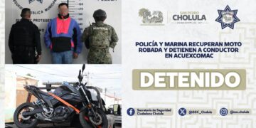 Policía y marina recuperan moto robada y detienen a conductor en Acuexcomac