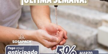 Última semana para aprovechar el 5% de descuento en el Pago Anual Anticipado SOSAPACH