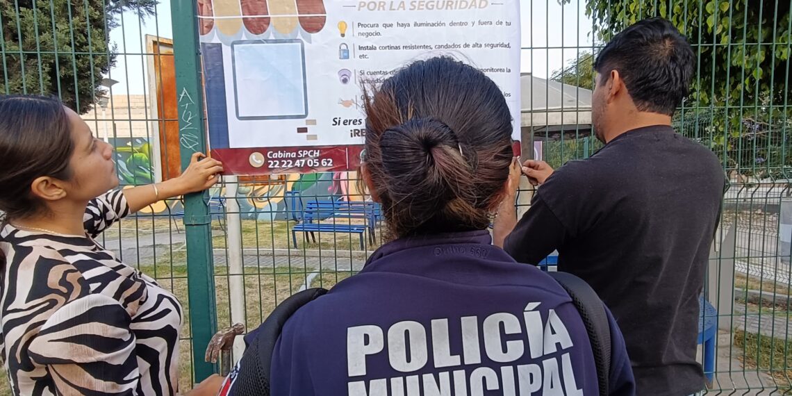 Policía de San Pedro Cholula inicia el Programa “Comercios Unidos por la Seguridad” en Santiago Momoxpan