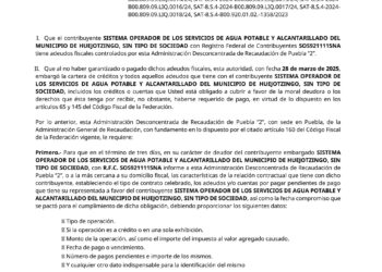Gobierno de Huejotzingo informa sobre deuda fiscal heredada en el SOSAPAHUE