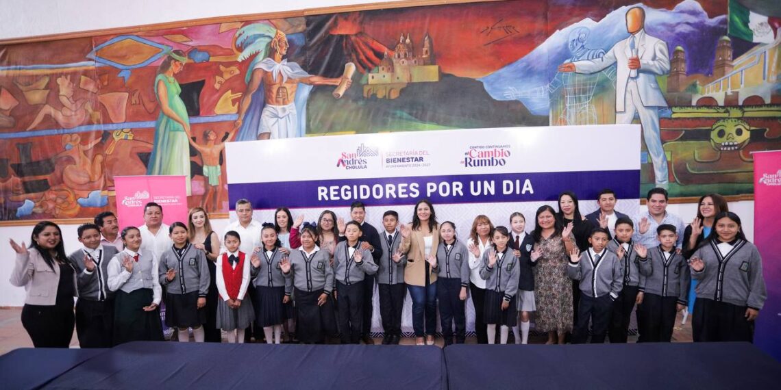 Niñas y niños viven experiencia cívica al participar en sesión de Cabildo Infantil en San Andrés Cholula