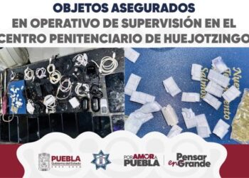 Operativo en penal de Huejotzingo revela droga y objetos prohibidos