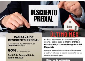 Quecholac lanza último mes de descuentos en el pago del predial 2025