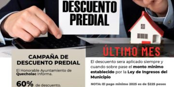 Quecholac lanza último mes de descuentos en el pago del predial 2025