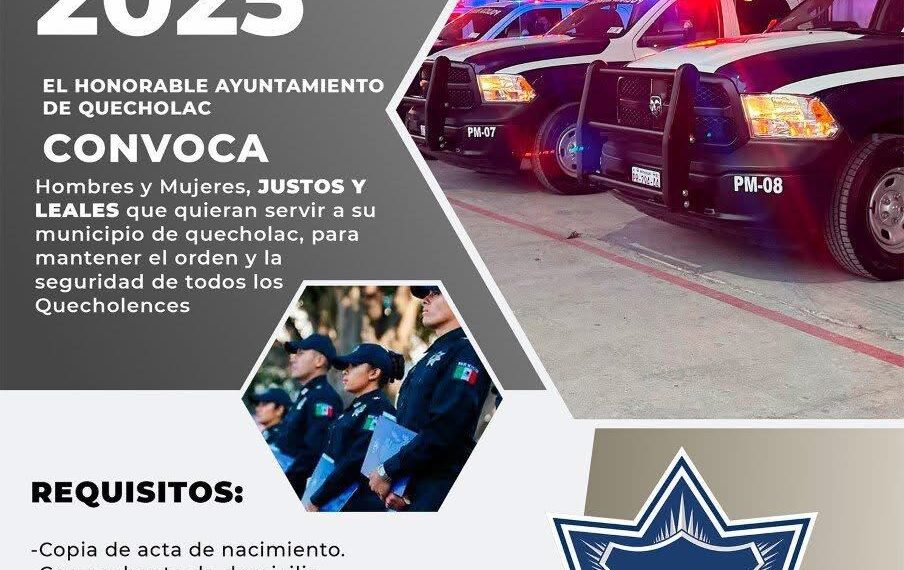 Quecholac abre convocatoria para integrar la Policía Municipal