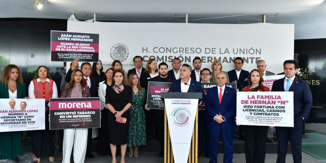 Denuncia PRI ante FGR a Adán Augusto, AMLO, Andy López Beltran, gobernadores y ex gobernadores de MORENA por vínculos con el crimen organizado