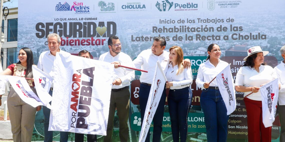 Gobierno de Armenta impulsa seguridad y bienestar con rehabilitación de laterales en Recta a Cholula
