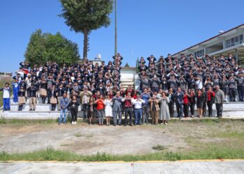 Arranca Omar Muñoz construcción de arco techos en bachilleratos de San Lorenzo Almecatla