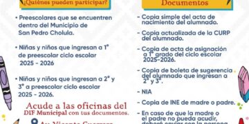 Continúa abierto el registro para la entrega de útiles escolares gratuitos a niñas y niños en San Pedro Cholula