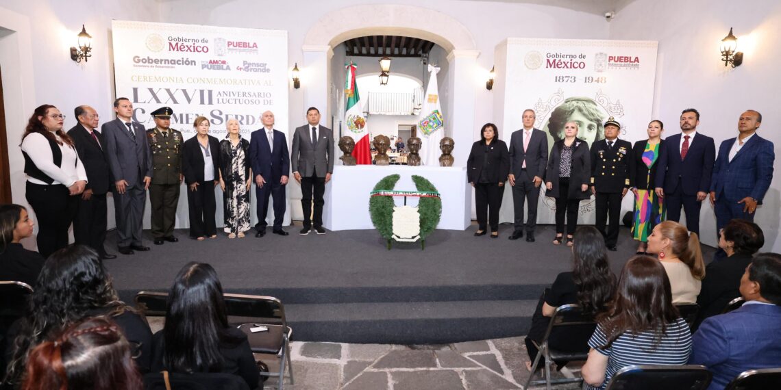 En memoria de Carmen Serdán, luchadora social, el Gobierno de Puebla reafirma su compromiso con protección a las mujeres