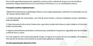 Feria Tradicional 2025 de San Pedro Cholula se realizará sin concesión a terceros