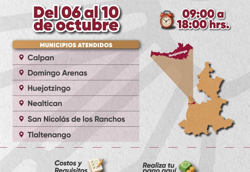 La Secretaría de Movilidad realizará Revista Vehicular en Huejotzingo